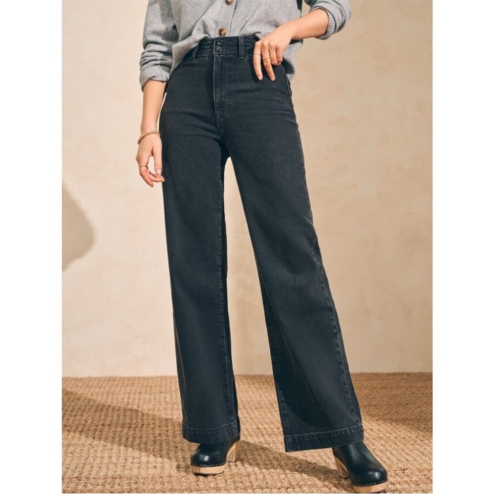 Faherty Wide Leg Organic Cotton Black Jeans